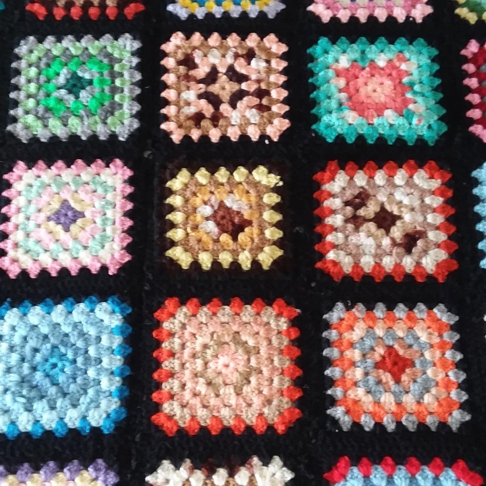 Vintage Handmade Granny Square‎ Crochet Blanket Afghan 85x58 Throw Roseanne